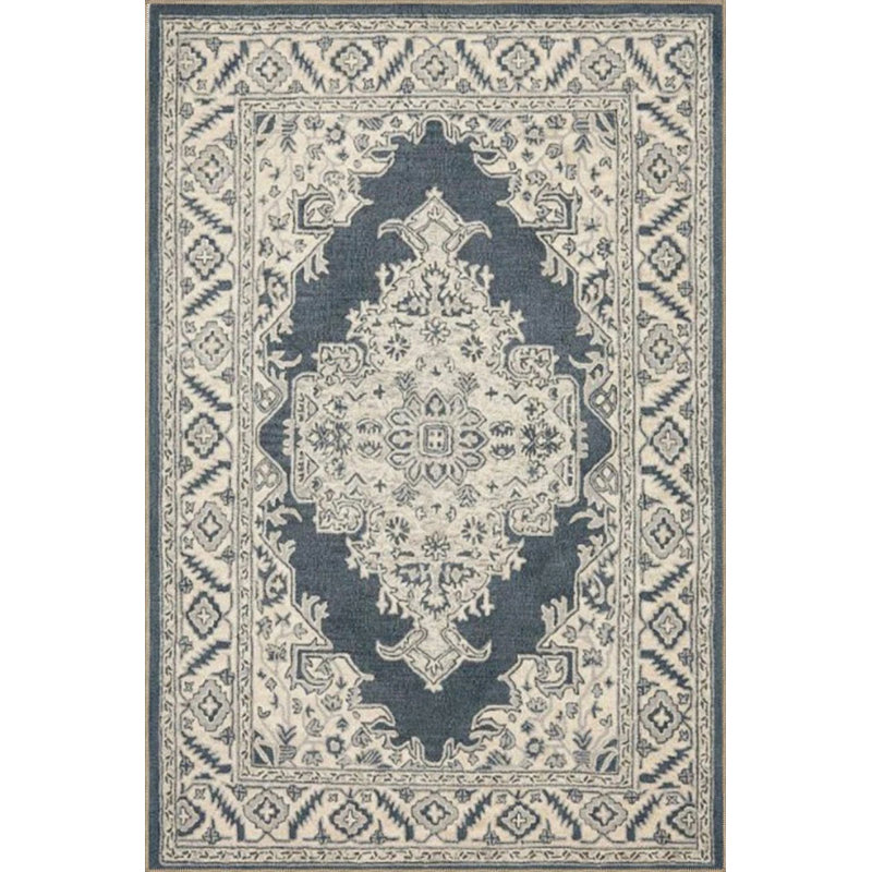 Star Patterned Woven Carpet In Gray-Blue Shades, Runner 3'4" x 9'11"