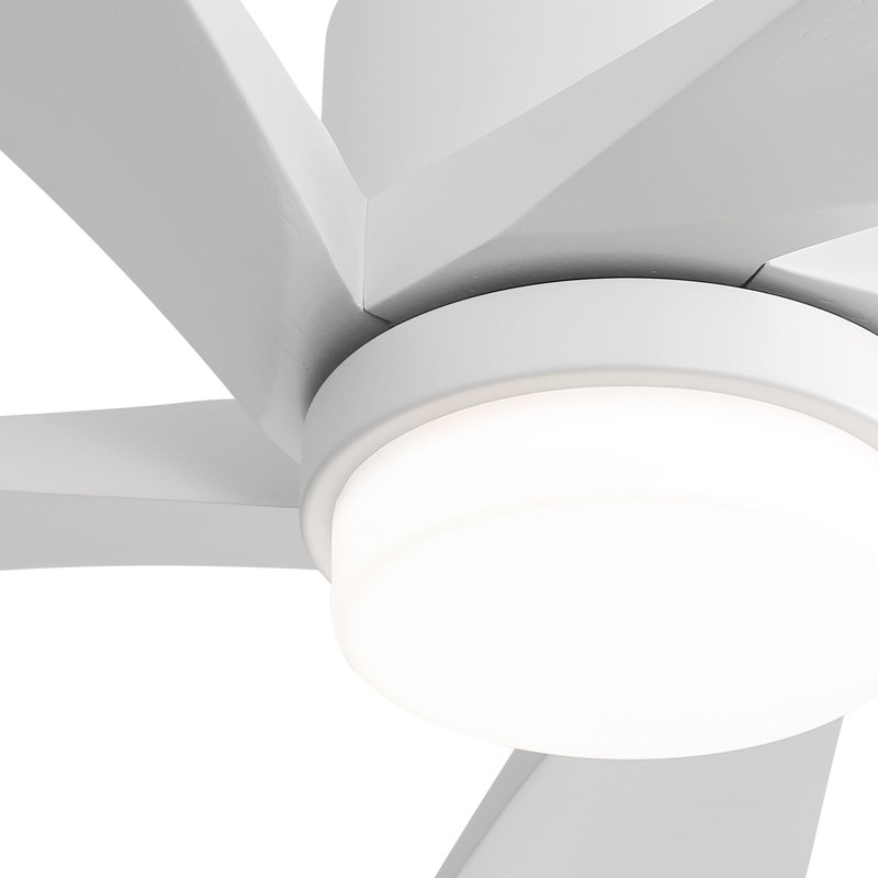Sofucor 52" 5-Solid Blade Smart Modern Ceiling Fan with LED Light，Remote, White with White Blades