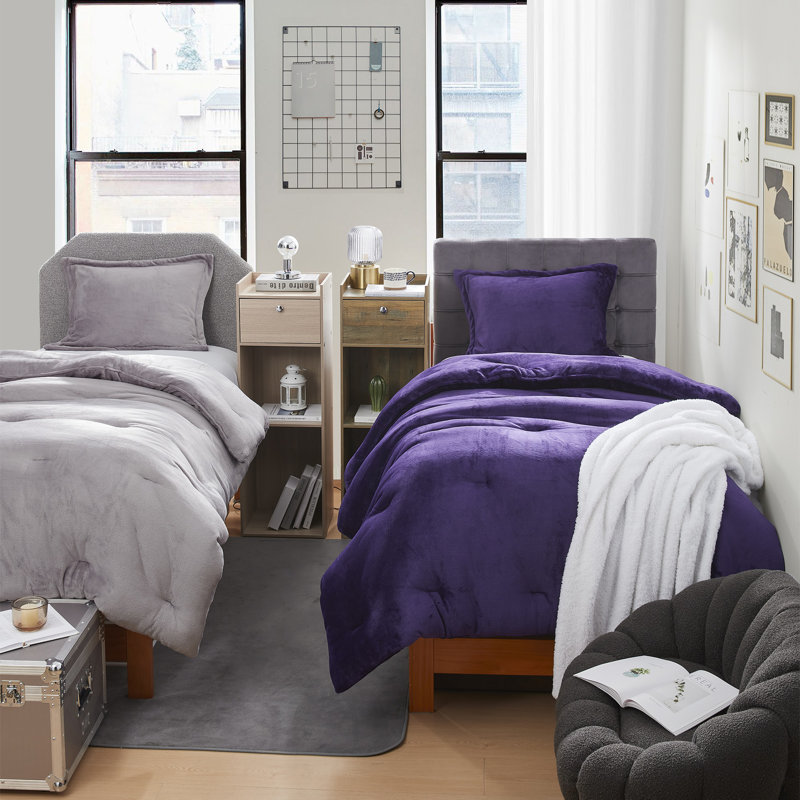Thickest Comas Inducer Thicker Than Thick Oversized Comforter Set, Purple, Twin Extra Long Comforter + 1 Standard Sham
