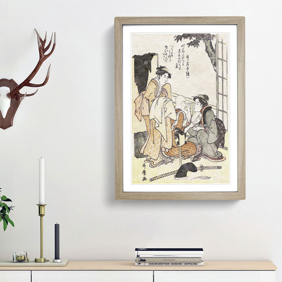 Dressing the Actor by Kitagawa Utamaro - Framed Print