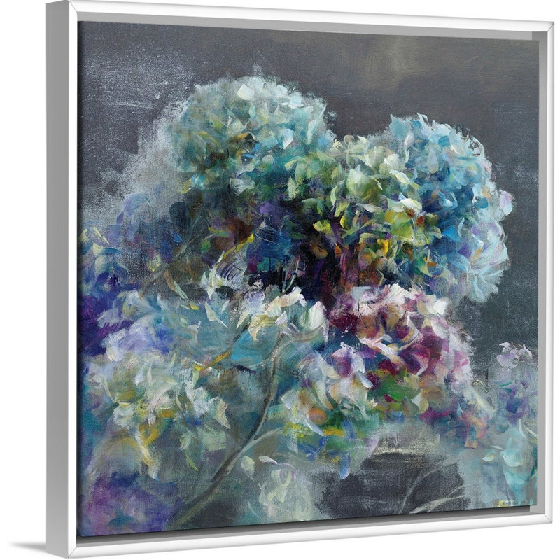 Art abstrait abstrait sur toile, Hortensia foncé, H 36 po x l 36 po x P 1,75 po, Toile avec cadre blanc