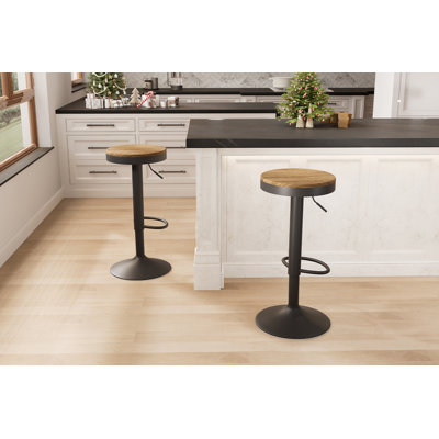 Swivel Adjustable Height Counter Stool with Metal Frame