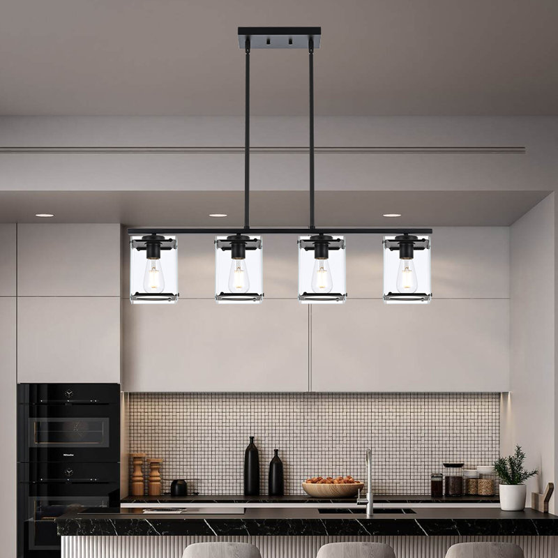 Luminaire suspendu pour îlot de cuisine 4 lumières Still, Noir