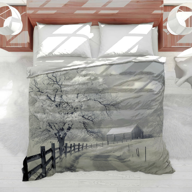 Winter Farm Bedding Rural Comforter Rustic, Queen Comforter