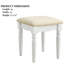 Coiffeuse 1 pièce avec tabouret, style transitionnel, fini blanc, miroir à 3 faces, bois massif, tiroirs de rangement décoratifs avec poignées boutons