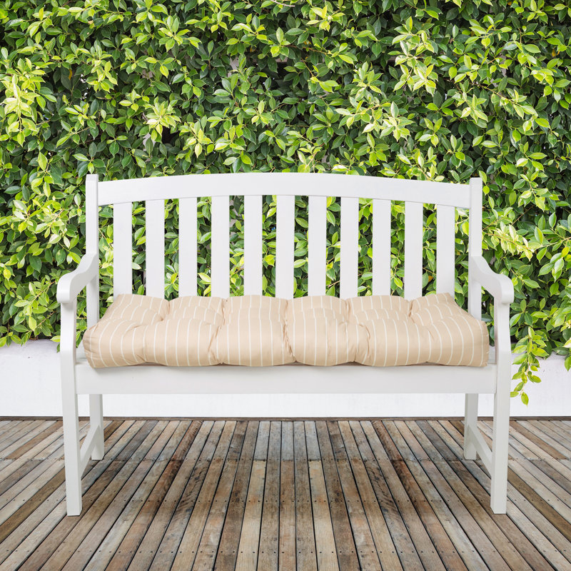 Bergholt Outdoor 5'' Bench Seat Cushion, 48" W x 6.17" D, Soft Beige Stripe