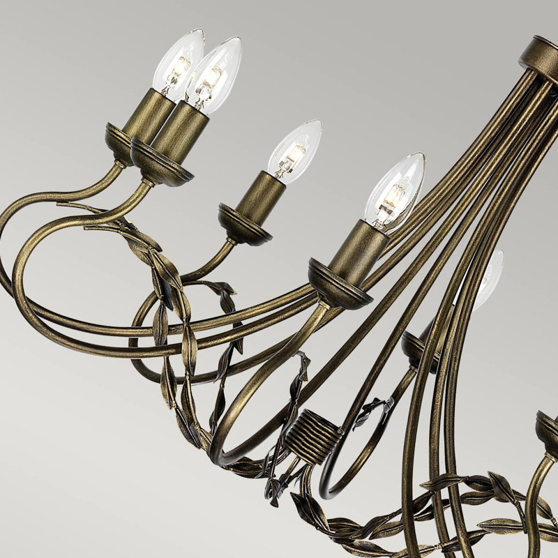 Ballyrashane 8 - Light Candle Style Chandelier, Black/Gold