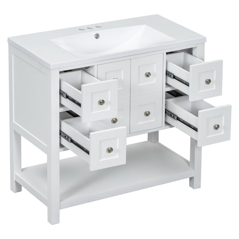 Rumell 36'' Single Bathroom Vanity with Solid + Manufactured Wood Top