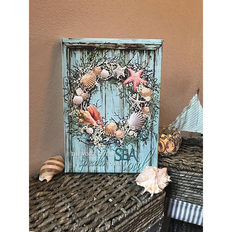 Art mural sur toile Coastal Wreath, H 14 po x l 10 po x P 1 po