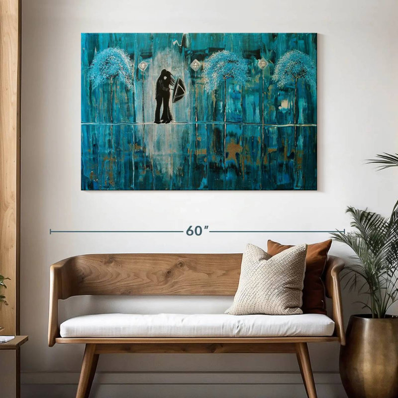 Hardie turquoise, pluie et romance, H 32 po x l 48 po