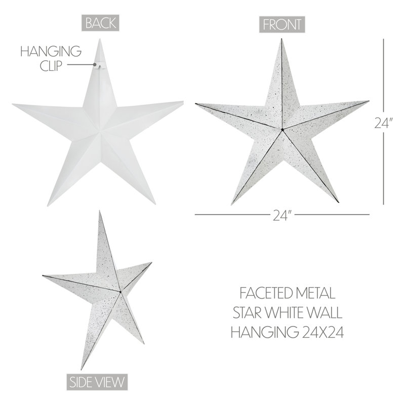  Festive Metal Star Wall Decor, 24" H x 24" W x 2.5" D, White