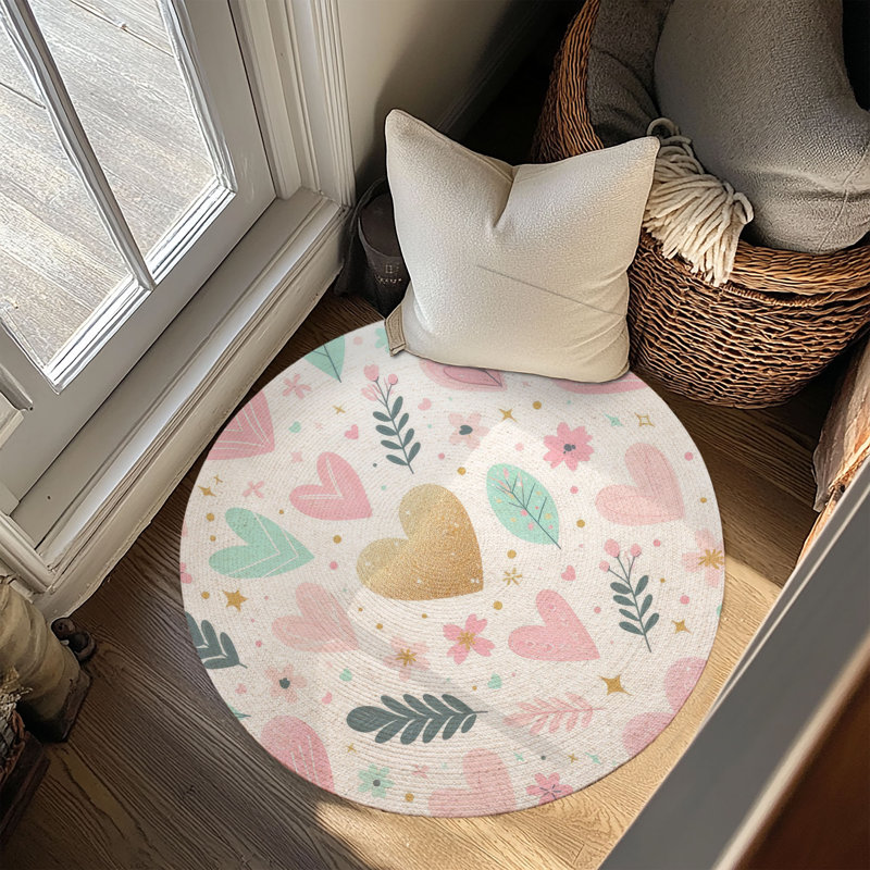 Tapis tressé Heartfelt Sweet Shapes, Rond 5 pi