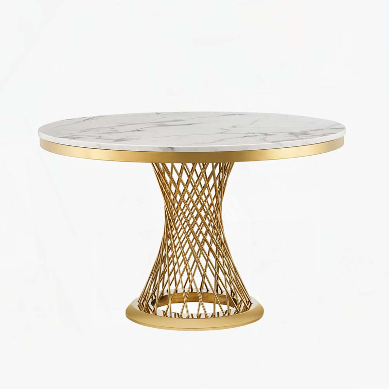 47" Round Dining Table, Gold
