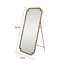 Miroir de plancher 70,1 po en or antique avec support, grand miroir à cadre perlé pour chambre et salon