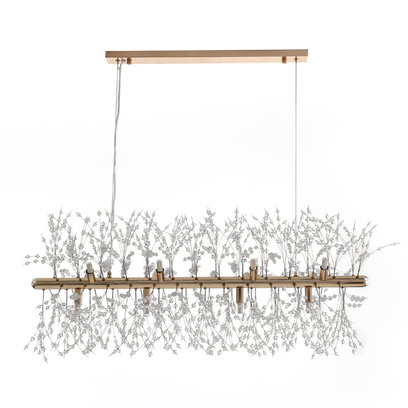 Adessa Mchugh Starburst Kitchen Island Linear Pendant Crystal Firework Chandelier, Gold, 12