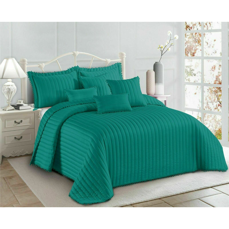 Willmot Microfibre Bedspread Set, Teal, 270 x 250 cm Bedspread - 2 Pillowcases