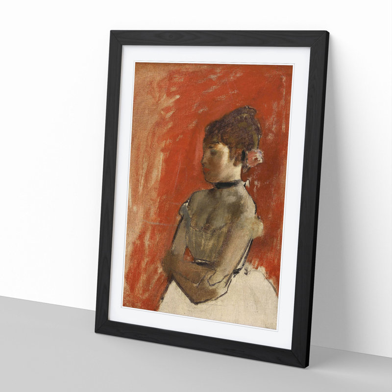 Ballet Ballerina Dancer with Crossed Arms by Edgar Degas - Picture Frame Painting, 48cm H x 36cm W x 2cm D, Black Framed