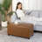 31" Rectangle Faux Leather Storage Ottoman With Flip-top Trays-830783512