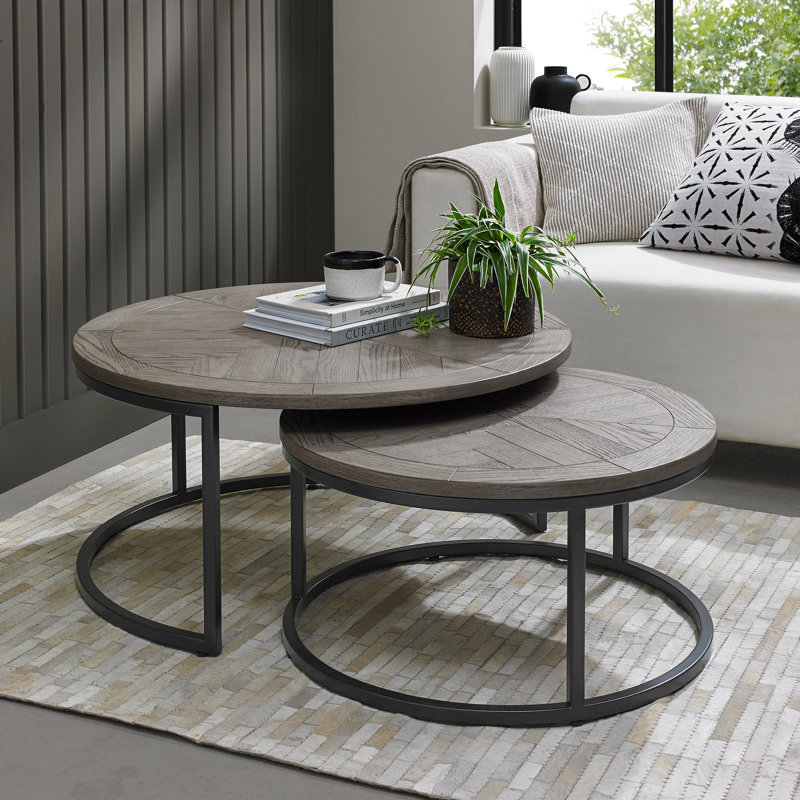 MONROE SILVER GREY COFFEE TABLE NEST