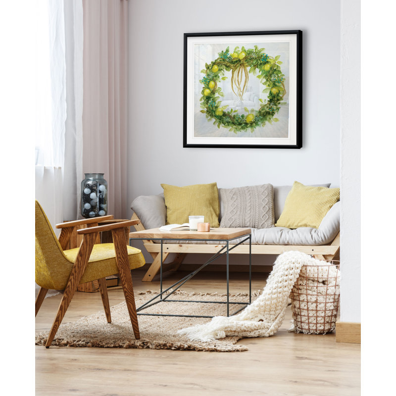 Couronne de citron frais - reproduction d'art encadrée, H 17,5 po x l 17,5 po x P 1,5 po