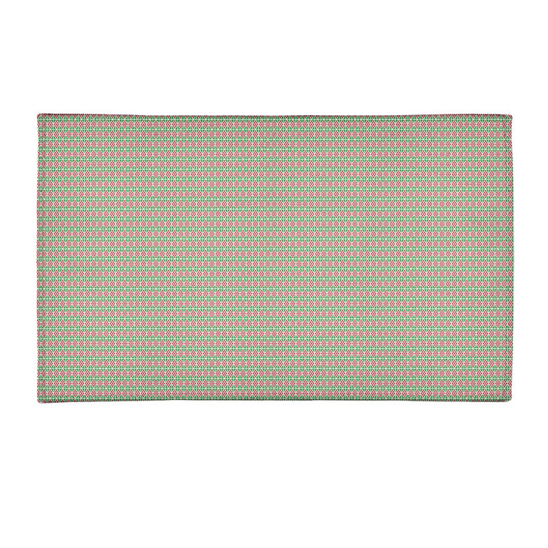 Tapis vert/rouge fait main, Rectangle 2 pi x 3 pi