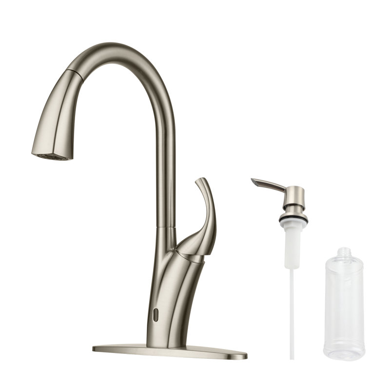 Clihome Touchless Kitchen Faucet with Soap Dispenser, Brushed Nickel