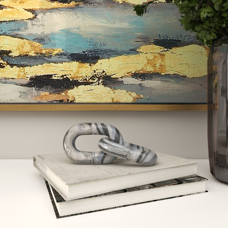 Sculpture chaîne Magaret, H 2,55 po x l 9,25 po x P 3,75 po, gris