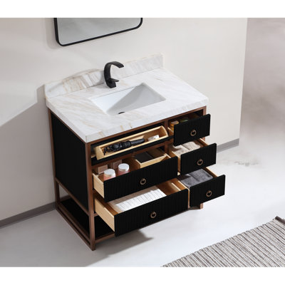 36" Freestanding Standard Single Bathroom Vanity with Top