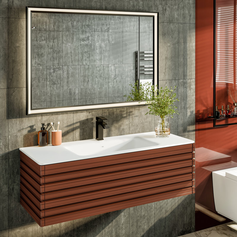 Meuble-lavabo mural simple l 42 po x P 18,2 po x H 18,2 po Dream, Terracotta