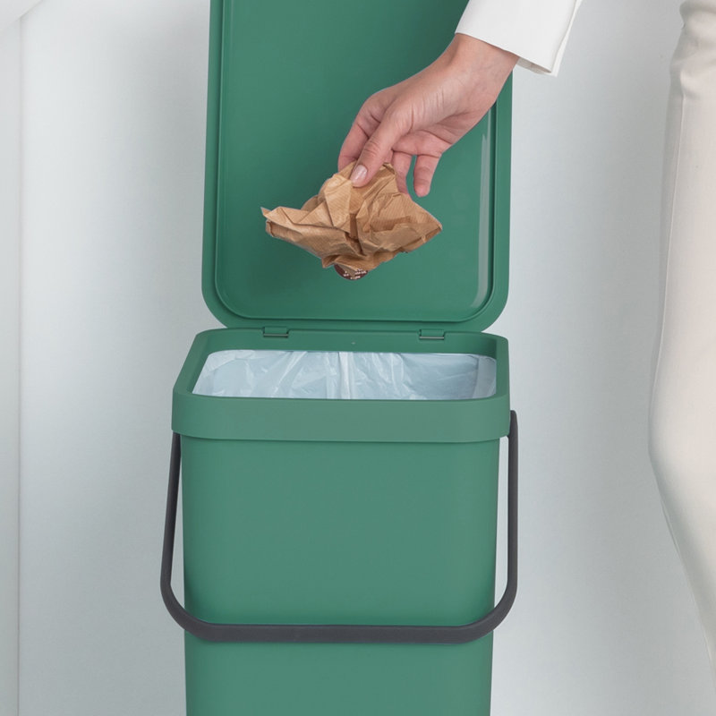 Brabantia Sort & Go Plastic Recycling Bin, 10.6 Gallon, Fir Green