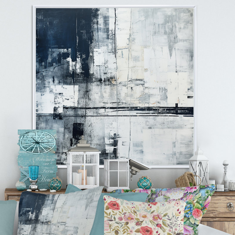 Paysage urbain noir et blanc - Expression d'art sur route IV, Cadre flottant blanc, H 36 po x l 36 po x P 1,5 po