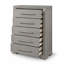 Commode ovale haute Ova, 5 tiroirs l larges poignées en bois, gris