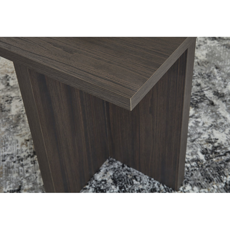 Ensemble de table basse et de table d'appoint 2 pièces Zeny, base géométrique, brun foncé