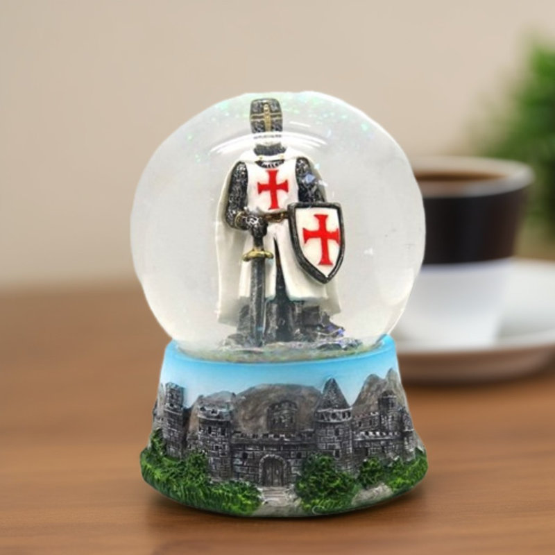 3.25"W White Crusader Snow Globe