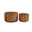 Ensemble de tables basses gigognes rondes en noyer de 19,7 po et 27,5 po - Tables d'appoint rustiques de style campagnard avec lattes verticales
