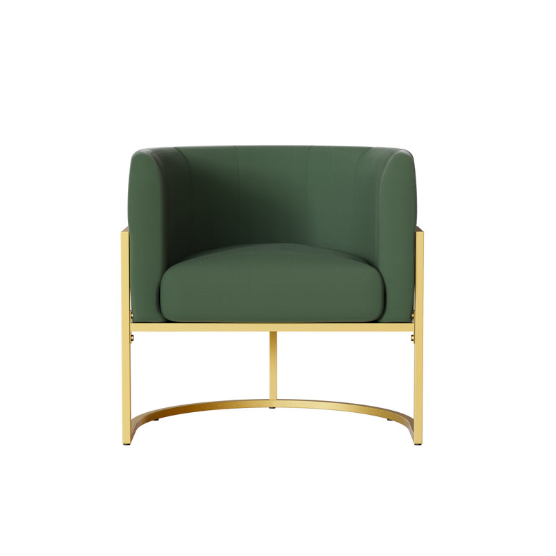 Lanre Upholstered Accent Chair, Green Fabric/Gold