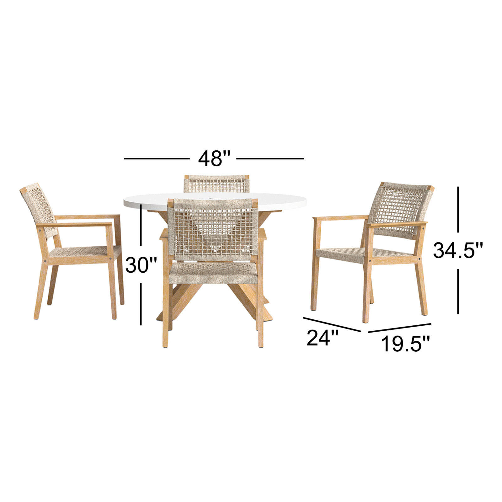 Townsend 48" Eucalyptus Patio Dining Set