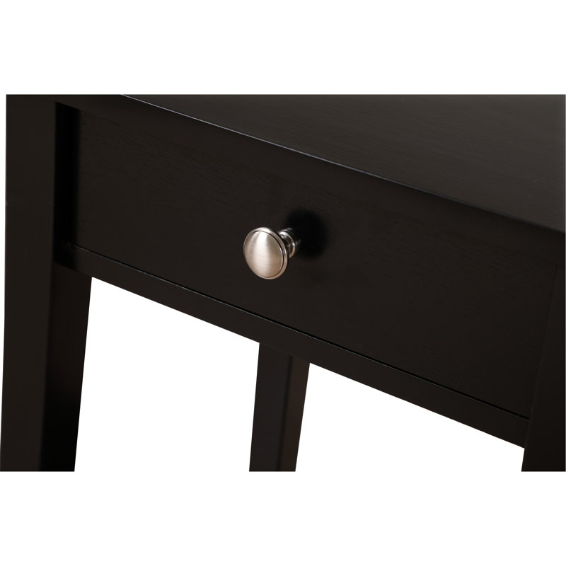 Dalton Nightstand-End Table with One Drawer Black, Black