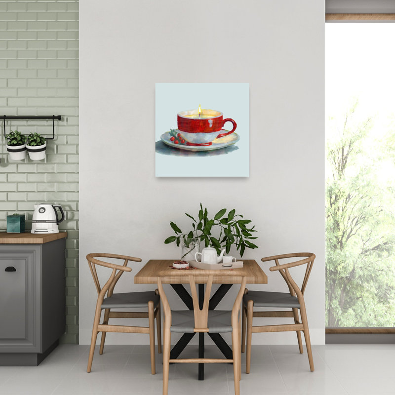 «Christmas Teacup Candle Contemporary Winter», reproduction d'art murale, H 32 po x l 32 po