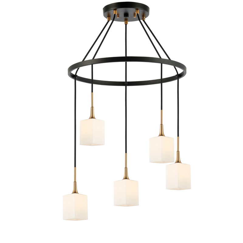 Shults 5 - Light Tiered Chandelier, Brass/Bronze, Halogen
