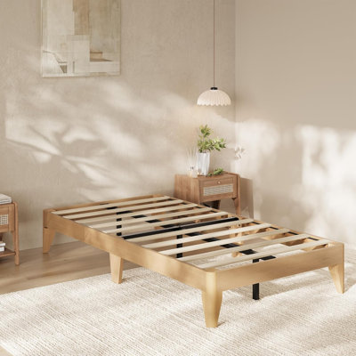 Structure de lit plateforme simple en bois, support de matelas 11,8 po, rangement sous le lit 7,5 po, sans sommier