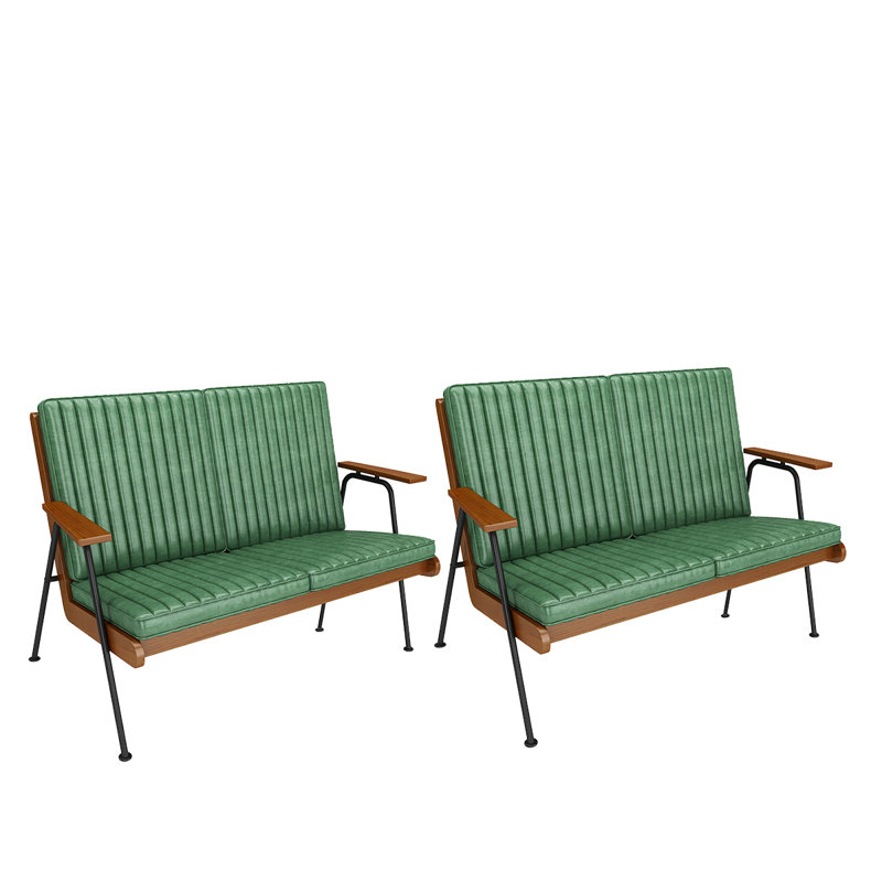 Banc rembourré en similicuir, Vert