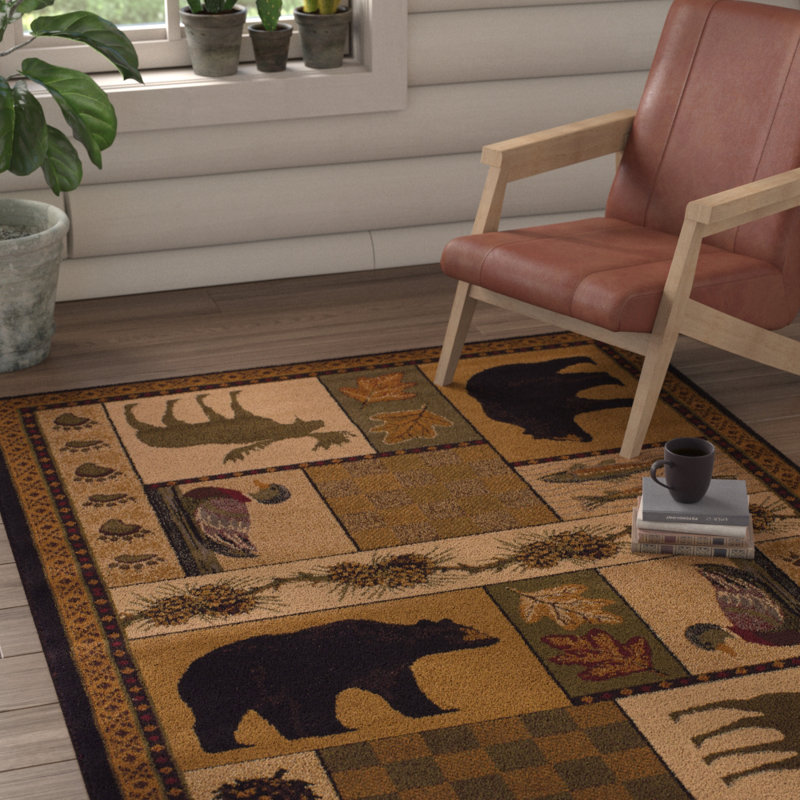 Tapis brun à imprimé animal Sayre, Rectangle 5 pi 3 po x 7 pi 2 po