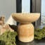 Bol décoratif piédestal en marbre crème jade