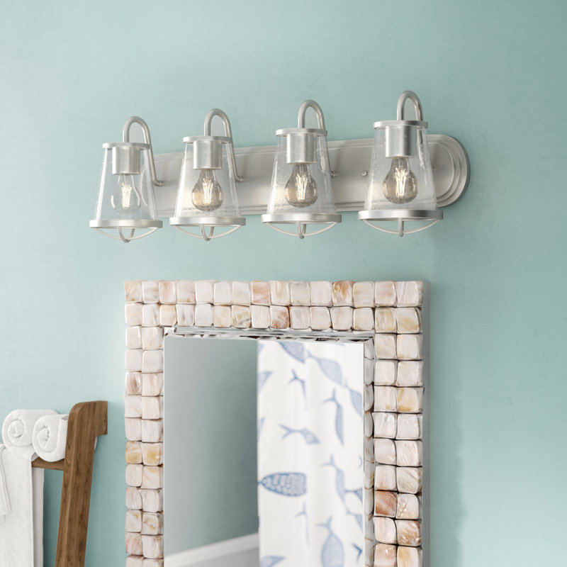 Éclairage de salle de bain à intensité variable 4 lumières Malmesbury, Platine satinée