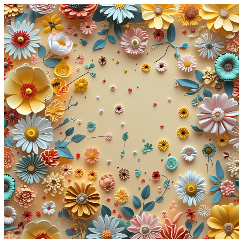 Tapisserie murale en papier - Fleurs, 104in H x88 with 4 Grommets