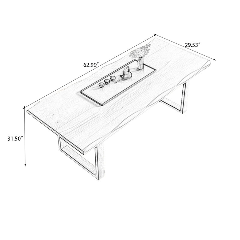 Table de salle à manger rectangulaire en bois massif brun, H 29,53 po x L 62,99 po x l 31,5 po