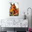 Cheval doré champ abstrait contemporain, art mural paysage de fleur-129147710