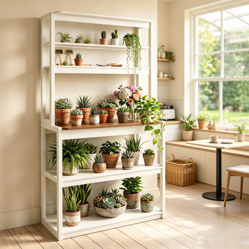 Étagère à pâtisserie à 5 niveaux avec étagères de rangement pour cuisine, coin café, support pour micro-ondes et couleur marron rustique