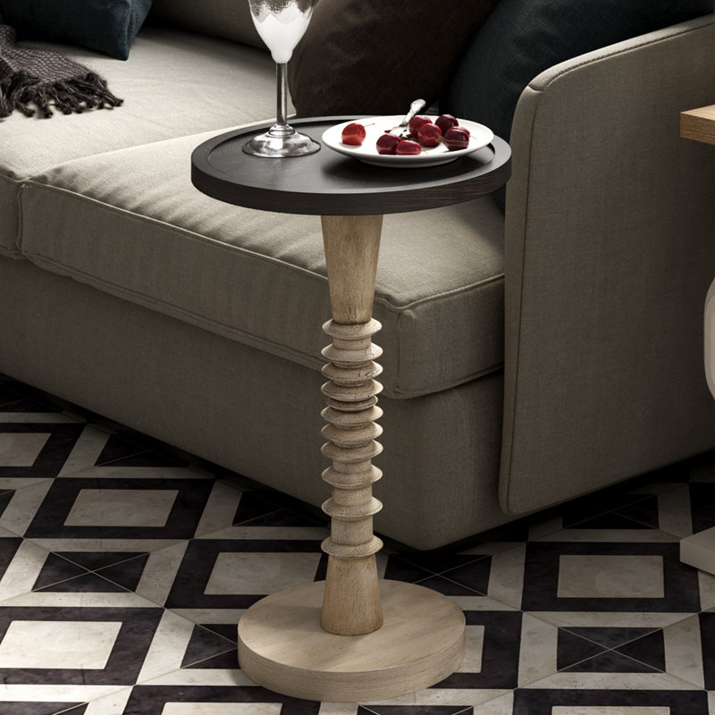 Pedestal Tray Top End Table for Holding Drinks, Lamps or Plants, Black